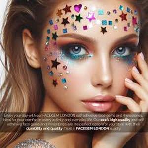 lot 10328 image: Face Gem London Multicolor Rhinestone Sticker Pack 12 sheets