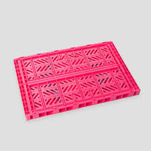 lot 11790 image: Red Plastic Folding Storage Crate