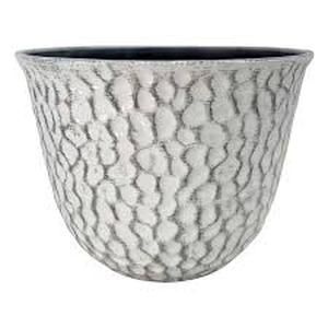 lot 11839 image: White Textured Flower Pots - Set of 3