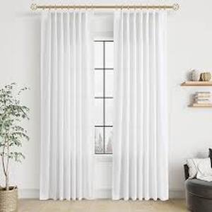 lot 14285 image: Plain White Linen pleat small curtains