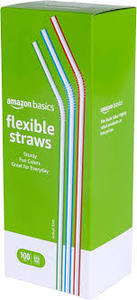 lot 6162 image: Amazon Basics Flexible Drinking Straws - 100 Count