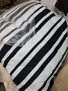 lot 3845 image: Triangle Home Fashions Black & White Striped Pillow