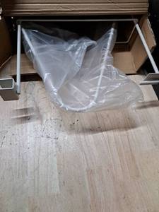 lot 3849 image: White Metal Baby Gate Wire DividerGondola