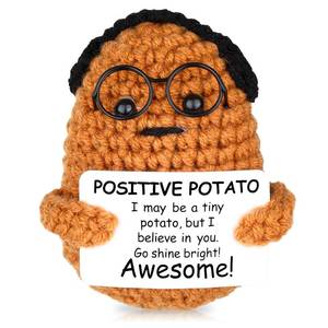 lot 4035 image: KALECHAN Funny Knitted Potato, Handmade Positive Crochet Potato, Cute Wool Knitted Potato Doll with Inspirational Card Cheer up Gifts for Birthday Friends Home Party Decoration Encouragement