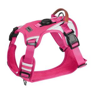 lot 4502 image: No Pull Dog Harness with Built-in AirTag Holder �� Reflective Adjustable Vest for Safe, Stylish Daily Walks (Hot Pink, Small)