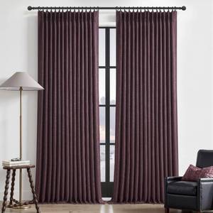 lot 5682 image: Blackout Thick Linen Viral Curtains 96 Inches Long 2 Panels Set for Dining Room, Dark Purple Memory Trained Pinch Pleat Dual Layer Heavy Drapes Insulated Noise Cancelling Textured Windows Curtain 8 FT