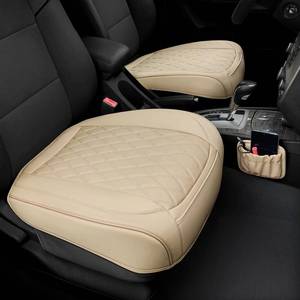 lot 5684 image: 2 Pack Leather Front Car Seat Cover Bottom Car Seat, Anti-Slip and Full Wrap Driver Car Seat Protectors with Storage Pocket, Luxury Waterproof Bottom Auto Seat Cushion for Most Vehicles(Yellow Beige)