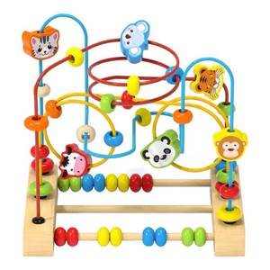 lot 5685 image: QZMTOY Bead Maze Toy for Toddlers Wooden Bead Toys Colorful Roller Coaster Preschool Educational Toys for Kids Classic Birthdday Gift for Toddlers Baby Infant Boys Girls��