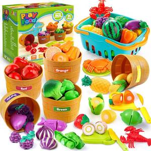 lot 5695 image: JOYIN Learning Toys Play Food Set for Toddlers, Cutting Food for Preschool Activities, Play Kitchen Accessories, Educational Toys, Color Sorting Set for Boys & Girls, Easter Basket Stuffers
