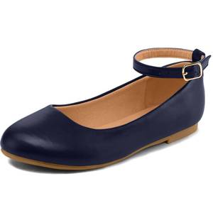 lot 5703 image: K KomForme Girls Ballerina Flat Ankle Strap Dress Ballet Flat Shoes (ToddlerLittle KidBig Kid) for Wedding Party School Navy Pu size 4
