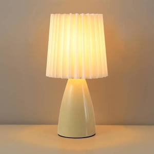 lot 5733 image: kvppvt Cute Stylish Small Night Lamp, Pleated Fabric Lampshade, Ceramic Body, Adjustable Light Color and Brightness with Power-Off Memory, Safe USB Powered, LED Bedside Light (1)