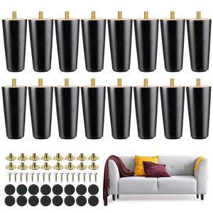 lot 5739 image: Maitys 4 Inch Round Solid Furniture Legs Furniture Wooden Replacement Chair Feet Dresser Sofa Couch Legs Table Cabinet Footstool DIY Projects for Home(Black,16 Pcs)