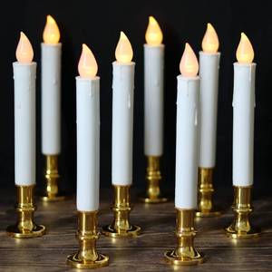 lot 5740 image: DRomance 9 Flameless Window Taper Candles Battery Operated with 8-Key Remote and Timer, 8 Pack White Christmas Holdiay Window Candles with Gold Holders, Suction Cups and AA Batteries Included