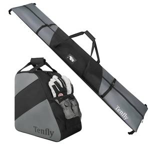 lot 5749 image: TENFLY Ski Bag and Boot Bag Combo, Snow Ski Bags for Air Travel, Water- resistant Safety Reinforce Ski Travel Bag Fits for Skis Up to 200 CM and Boots Up To Size US13, Black-Grey