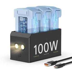 lot 6303 image: LKTOP 100W Mini 543 Pro ���°��°��°��°��°��°��°��� Charging Hub (���°���� Super Fast) for DJI Mini 543 Series, SKYROVER X1 Drone Battery Charger, with Storage LED Alarm Mode (Charge 3 Batteries 4770 min)