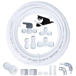 lot 6307 image: Refrigerator Water Line Kit Connection and 14 Compression Ice Maker Installation Kit,14 OD Tubing with Quick Connect for Fridge IceMaker Reverse Osmosis RO Systems Water Filters Faucet 25ft