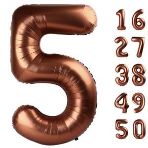 lot 6326 image: A40 Inch Dark Brown Balloon Number 5 Balloon Chocolate Jumbo Mylar Foil Helium Balloon for 15 25 35 50 Big Giant Jumbo Huge Foil Mylar Balloons 55th 65th Birthday Balloons Men Women Party Decorations 2 Pack