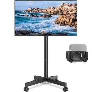 lot 7521 image: Rfiver Mobile TV Cart Rolling TV Stand for 23-65 Inch Screens, Portable TV Stand on Wheels with Tilt and Height Adjustable, Outdoor TV Mount Stand Holds up to 88 lbs for Home Office MAX VESA 400x400mm