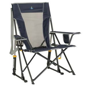 lot 7535 image: GCI Outdoor Comfort Pro Rocker Camping Chair with Mesh Backrest  Indigo