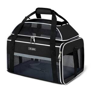 lot 7565 image: Lekereise Top-Expandable Pet Carrier 17x11x9.5 Inch Alaska Hawaiian Airline Approved Soft Sided Underseat to 12lbs Travel Carriers for Small Cats and Dogs with Locking Safety Zippers Anti-Scratch Mesh