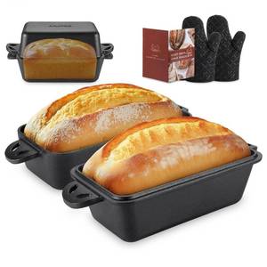 lot 7572 image: AILITOR Cast Iron Loaf Pan with Lid 9x5 Inch - Bread Baking Pans for Homemade Bread, 2 Piece Set
