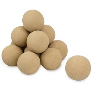 lot 7579 image: Skyflame 4-inch Ceramic Fireplace Balls, 12PCS Round Beige Fire PitFirepalce Insert Accessory for Indoor, Outdoor, Patio and Garden