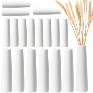 lot 7582 image: Ninehaoou 18 Pieces White Ceramic Vases for Home Decor 7.09 inch Tall Vases for Centerpieces Modern Floral for Wedding Party Event Home Office Decoration (Modern)