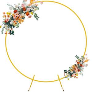 lot 7589 image: Fomcet 5FT Wedding Arch Gold Metal Round Backdrop Stand Circle Balloon Arch Frame Wedding Arches for Ceremony Birthday Party Baby Shower Anniversary Graduation Decoration