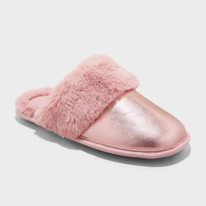 lot 8003 image: Womens Rae Metallic Scuff Slippers - Auden�� Pink S Slip-On, IndoorOutdoor, Backless Design