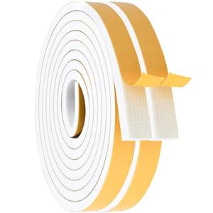 lot 8010 image: ToLanbbt White Door Window Weather Stripping Self Adhesive Foam Tape High Density Foam Sealing Strip Window Insulation Weatherproof Gasket Tape 14 Wide X 14 Thick, 25 Ft X 2 Rolls, Total 50 Feet