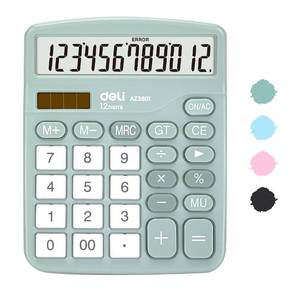 lot 8012 image: Calculator, Deli Standard Function Desktop Calculators with 12 Digit Large LCD Display and Sensitive Button, Solar Battery Dual Power Office Calculator, Green