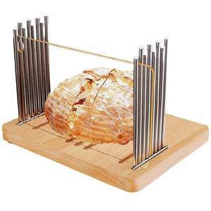 lot 8024 image: Auxruen Wooden Bread Slicer for Homemade Bread, Bread Boards with Adjustable Width, Stainless Steel Slicing Guide & Beechwood Board, Foldable Bread Cutter for Bread Cake Toast Sourdough Rounds Bagels