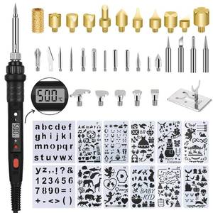 lot 8025 image: ACRSIKR Wood Burning Kit, LED Display Wood Burning Tool Adjustable Temperature Woodburning Pyrography Pen Kit for Adults 46 Pcs