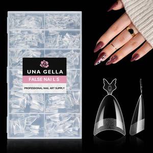 lot 8448 image: UNA GELLA Almond Nail Tips, 312PCS Half Cover Almond Shape Nail Tips Soft Gel Tips 12 Sizes Pre-shape Acrylic Clear False Nails with Handles for Press on Nails Extension DIY Home Salon