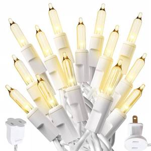 lot 8449 image: PREXTEX 10 Ft String Lights with Christmas Tree Light Warm White - IndoorOutdoor Decor - 50 Count Christmas Lights for Holidays - Xmas Light on White Wire - Multi-Strand Connectable