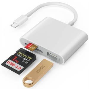 lot 8456 image: SD Card Reader, USB 3.0 Type C High Speed to SDTF Card Adapter for iPhone 171615 Pro Max Memory Card Reader with SD MicroSD USB 3 Port for MaciPadMacBook ProAir Android Phone Tablet(White)