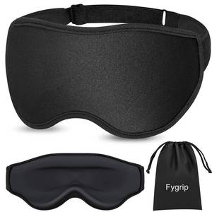 lot 8471 image: Fygrip 3D Eye Mask Sleep Mask for Men & Women, 100% Pressure-Free & Light Block-Out Eye Mask for Sleep with Easy Adjustable Strap, Night Eye Cover for Travel, Black