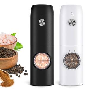 lot 8473 image: Electric Salt and Pepper Grinder Set-Rechargeable Automatic Pepper Mill Grinder with LED Home Gifts for Women, USB Adjustable Coarseness shakers, One-Hand Operation for Kitchen Appliances