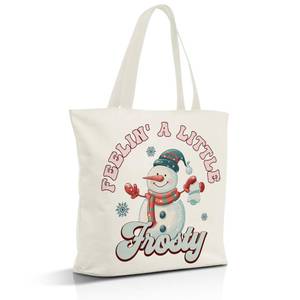 lot 8478 image: Nuhany Christmas Canvas Tote Bags for Women, Aesthetic Christmas Bags for Gifts, Reusable Cute Christmas Snowman Grocery Shopping Bags, Winter Party Supplies-E18 3Pk