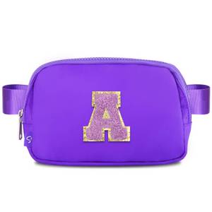 lot 8487 image: Naiivi Fanny Pack For Teen Girls Belt Bag For Kids With Initial Letter A Crossbody Bag Fashionable Waist Bag Waterproof Nylon Purple