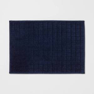 lot 8494 image: 17x24 Velveteen Grid Cushion Foam Bath Rug Navy Blue - Room Essentials�� Memory Foam, Machine Washable, PVC Backed
