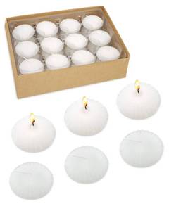 lot 8495 image: White Floating Candles for Cylinder Vases, 24 Pack 2 Inches Water Tealight Candles for Centerpieces at Wedding Dinner Party Spa Treatments