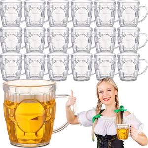lot 9920 image: Ziliny 20 Pcs 8 oz Plastic Beer Mugs with Handles Dimpled Steins Small Beer Glasses Mini Mugs Reusable Oktoberfest Decorations for Festival Party Event Picnic BBQ, Clear