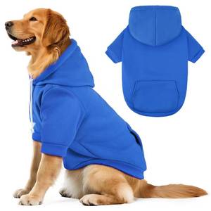 lot 10349 image: BAOBICUTE Dog Basic Hoodie Soft Dog Clothes Cold Weather Sweaters for Medium Large Dogs Cozy Fabric Warm Sweatshirt with Leash Hole (Blue, XL (Back 24.8,Chest 33.86, Neck 25.2))