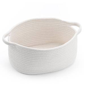 lot 10350 image: Happyiren Woven Cotton Rope Easter & Burr Basket with Handles, Empty DIY Gift Basket for Baby Shower, Birthday & Spring Decor, Cute Decorative Storage Organizer, 13 x 8 x 6