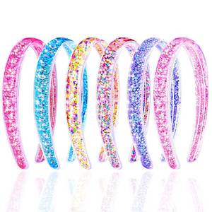 lot 10356 image: Vodolo Glitter Headband for Girls,6 PCS Glitter Kids Headbands for Ages 4-12 Sparkly Head Bands for Girls Hair,Little Girl Hair Accessories(Stars&Butterfly)