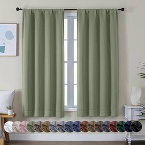 lot 10360 image: Simplebrand Ava Sage Green Blackout Curtains for Bedroom 63 Inch Length 2 Panels Set, Solid Thermal Insulated Energy Saving Rod Pocket Window Treatment Curtains Blackout Drapes, W40 x L63 Inch, Sage
