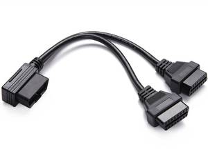 lot 10369 image: Right Angle OBD2 Splitter Y Cable, bbfly-B20 OBDII 1 Male Splitter to 2 Female Extension Cable 1FT 30CM (1PACK)