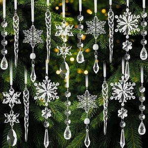 lot 10374 image: Christmas Tree Decorations 18Pcs(Ready to Hang), Acrylic Crystal Ornaments for Christmas Tree- Hanging Christmas Snowflake Decorations for Xmas Decor, Weddings, Frozen Birthday Parties