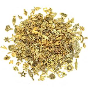 lot 10377 image: 400 Pcs Wholesale Bulk Lots Jewelry Making Charms - Tiny Assorted Mixed Tibetan Anti-gold Metal Charms for Necklace, Bracelet Making